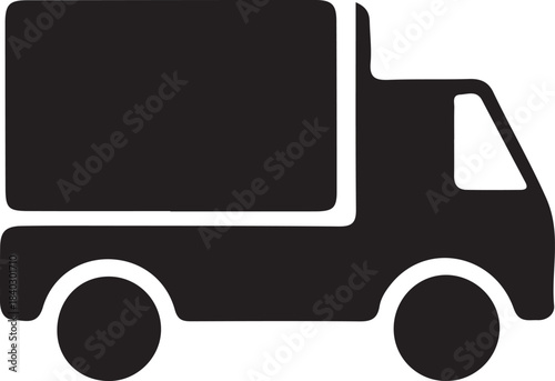 Delivery Truck icon. Black truck icon isolated on white background. Express delivery trucks icons.Cargo vehicle and transportation symbols for logistics, shipping services, and freight.
