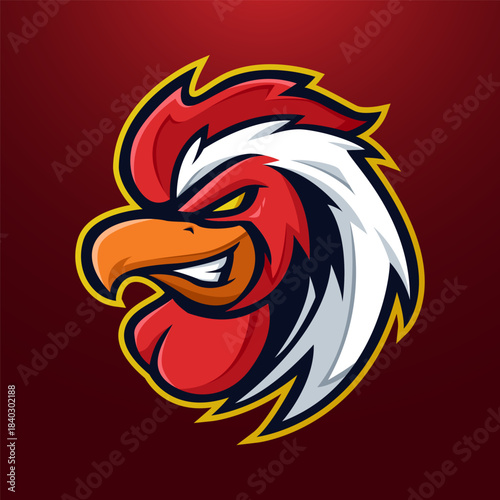 Rooster Mascot Logo emblem for esport team
