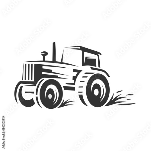 Tractor vector icon. Simple and elegant side view.