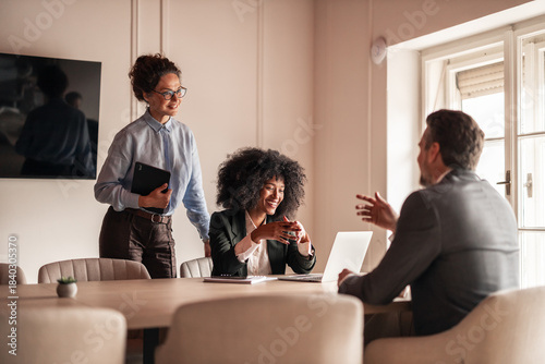 Business Team Collaborating in a Modern Office Environment
