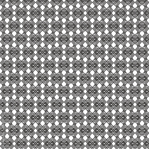 Intricate black and white geometric pattern with repeating diamond and square motifs creating a complex visual texture