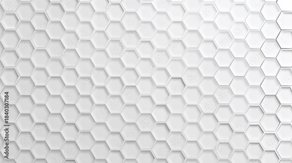 Fototapeta premium White 3D honeycomb pattern background, abstract design, modern geometric tile use