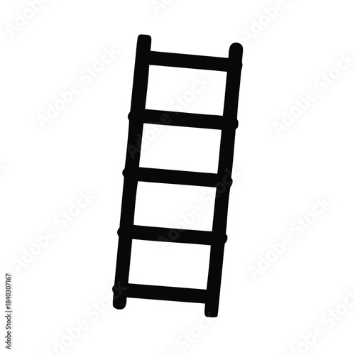 Simple black and white hand drawn ladder icon representing ascent progress and reaching new heights