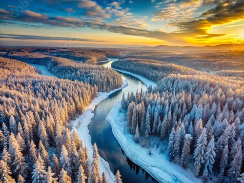 Siberian Landscape: Vast Taiga Forest & Frozen River, Cultural Heritage