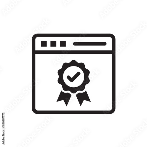 Web Browser with Quality Certificate Badge Icon