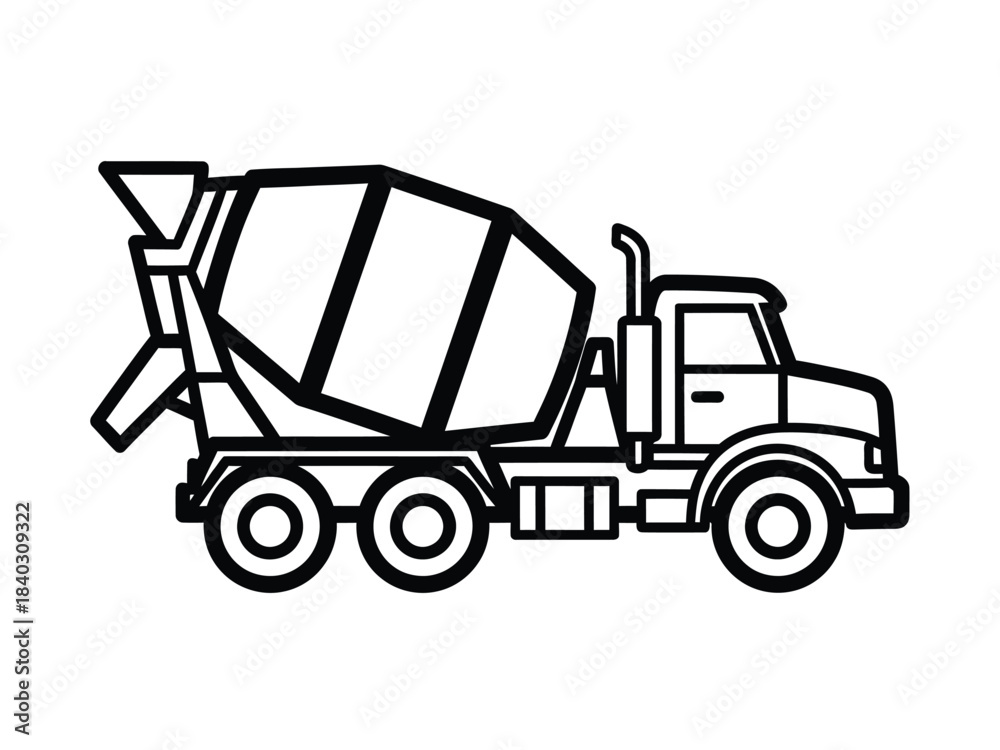 Fototapeta premium Concrete Mixer Truck Outline Icon concrete mixer truck, vehicle, construction