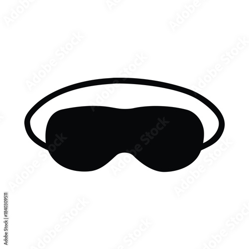 Simple black and white icon representing a sleep mask or eye covering for restful slumber