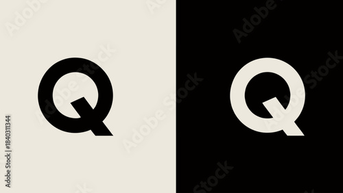 Minimalist Black and White Q Logo Design Elements