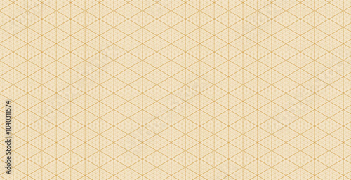 Beige isometric grid background with seamless triangle pattern.Yellow Digital paper template for notebooks, drawing sheets, dissertation illustrations,checkered ruler design and abstract vector layout