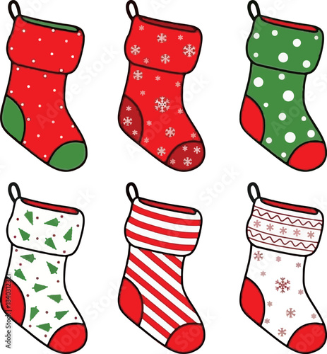 Christmas icon christmas santa hats reindeer antlers elf shoes and angel wings holiday festive season vector illustration vector