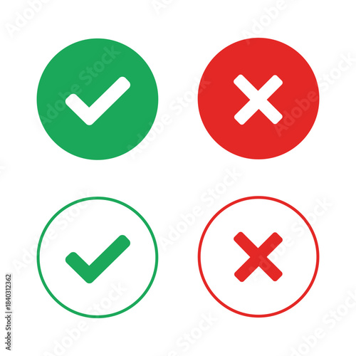 Check Marks and Cross Marks The visual of checks and crosses, symbolizing choice, with vibrant green and red to clearly indicate selection or rejection.
