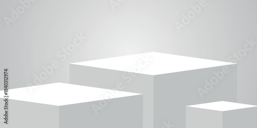 White abstract background with modern and futuristic 3D cube design. Simple podium background concept. VOL. 2