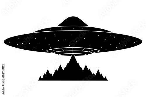 UFO Spaceship Alien silhouette vector, UFO Spaceship black symbol
