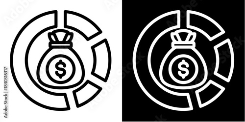 Budget Allocation Icon Set White Style Collection