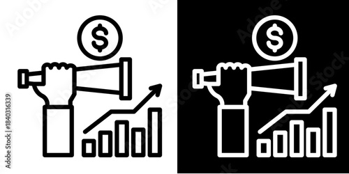 Financial Forecast Icon Set White Style Collection