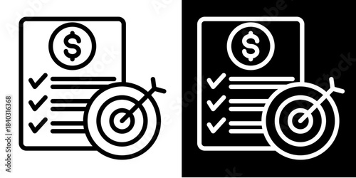 Budget Goals Icon Set White Style Collection