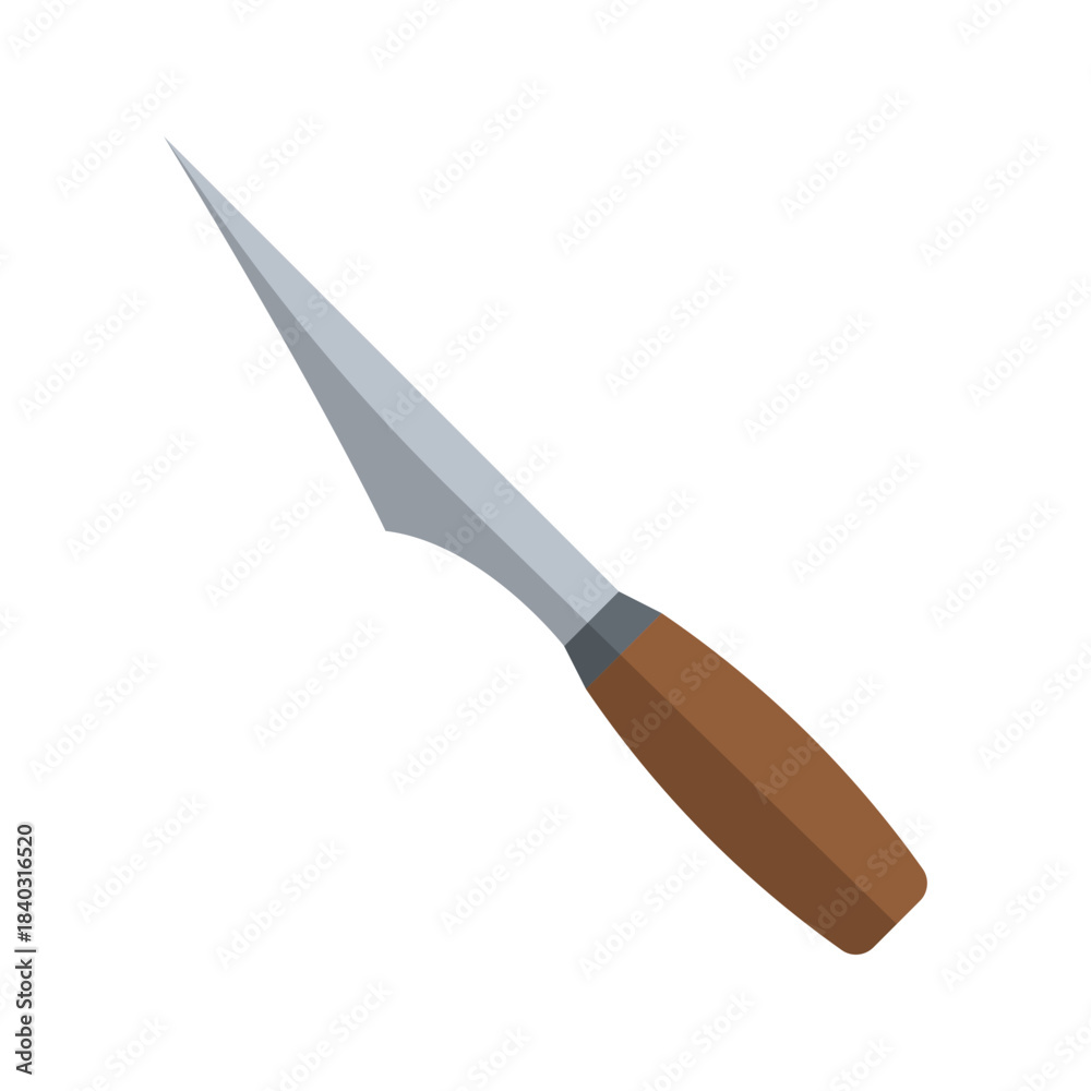 Fototapeta premium Wood Carving Knife Tool Flat Vector Icon 
