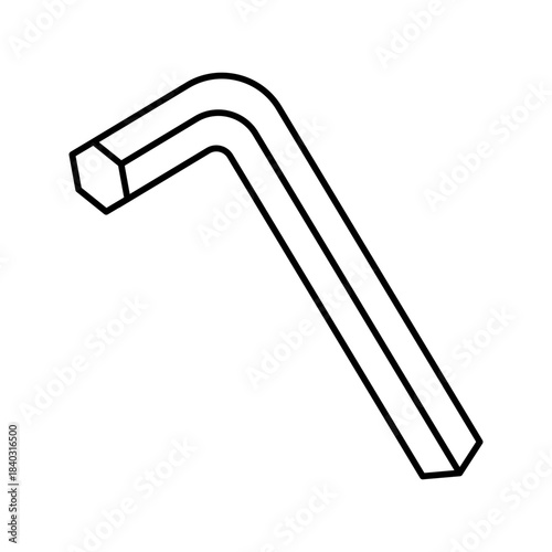Outline Allen Key Wrench Tool Line Art Icon
