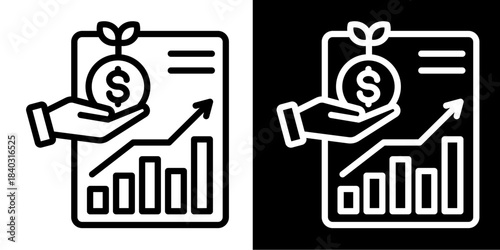 Investment Planning Icon Set White Style Collection