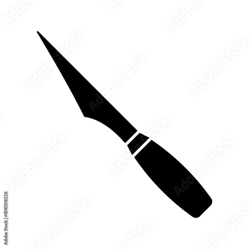 Solid Black Wood Carving Knife Silhouette Icon
