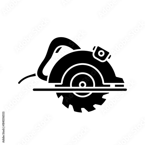 Solid Black Circular Saw Power Tool Silhouette Icon
