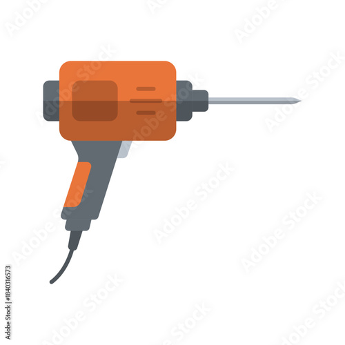 Electric Power Drill Tool Flat Vector Icon

