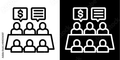 Budget Committee Icon Set White Style Collection