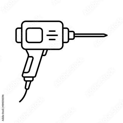 Outline Electric Power Drill Line Art Icon
