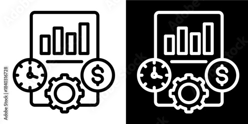 Budget Framework Icon Set White Style Collection
