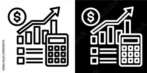 Budget Management Tool Icon Set White Style Collection