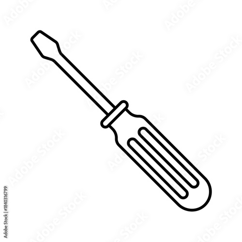 Outline Flathead Screwdriver Line Art Icon
