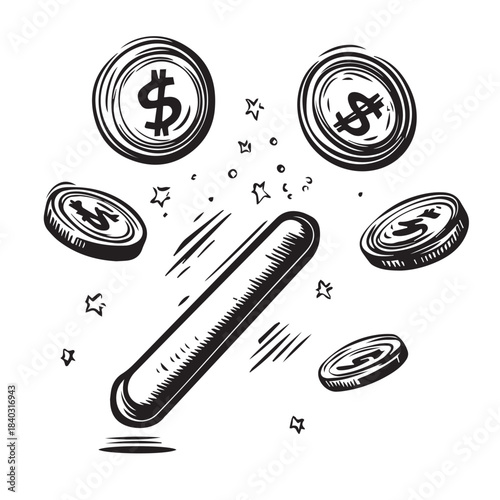 vector illustration of a magnet attracting dollar coins