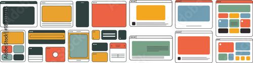 flat design user interface elements for web and mobile app development and vibrant layouts
