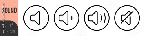 speaker, sound, volume icon set , low and hight level volume speaker icon. voice, audio, silent, mute icons in flat style for media player app and website
