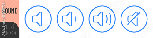 speaker, sound, volume icon set , low and hight level volume speaker icon. voice, audio, silent, mute icons in flat style for media player app and website