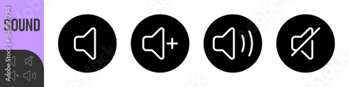 speaker, sound, volume icon set , low and hight level volume speaker icon. voice, audio, silent, mute icons in flat style for media player app and website