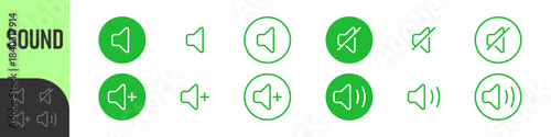 speaker, sound, volume icon set , low and hight level volume speaker icon. voice, audio, silent, mute icons in flat style for media player app and website