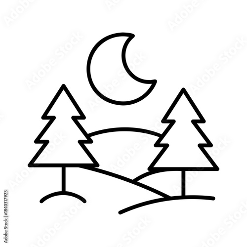 Winter moon over trees