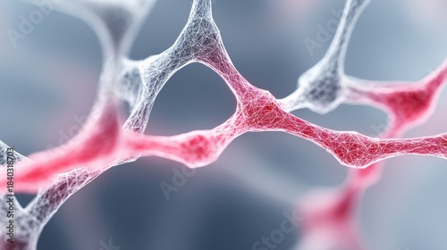 Close up of cell with red and white structure detailed view of biological cell showcasing distinct red and white internal structural elements