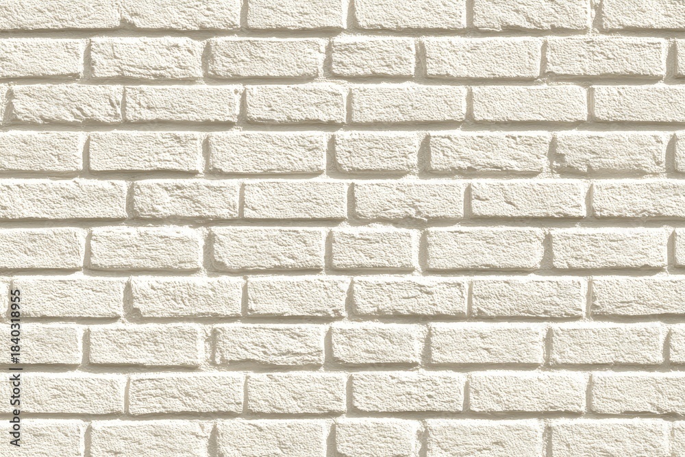 Obraz premium Whitewashed brick wall, texture with rough surface, horizontal pattern, aged, neutral backdrop