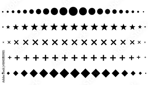 Set of Geometric Shape Decorative Vector Dividers