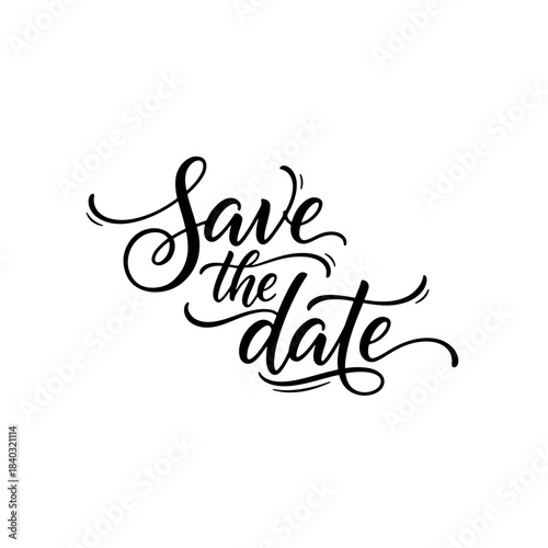 Elegant Calligraphic Save the Date Lettering Vector Illustration