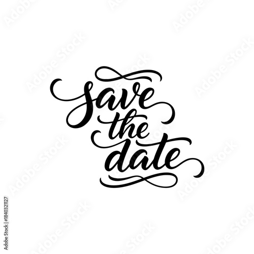 Save the Date elegant calligraphic lettering wedding invitation