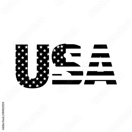 USA Text with American Flag Pattern Vector Illustration