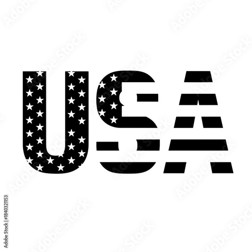 Graphic USA Letters with Patriotic Flag Design