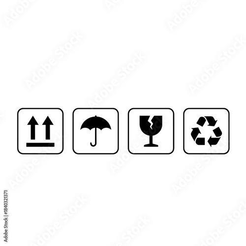 Standard Packaging and Delivery Instruction Icons Collection