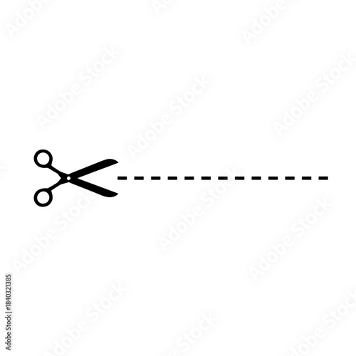 Vector illustration of scissors and dotted cutting line