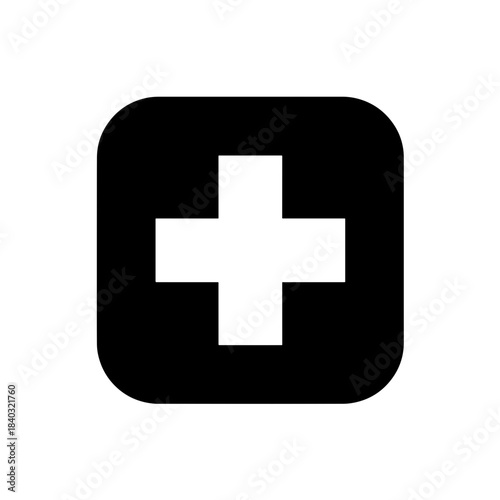 Black Rounded Square with White Plus Sign Icon