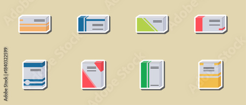 Pharmaceutical pill box sticker set — flat packaging design