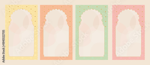 Wedding Architectural different backgrounds with arches and indian traditional motifs